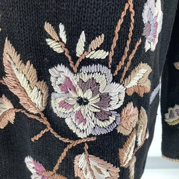 Vintage Worthington Sweater Women's Size Large Floral - Picture 6 of 8